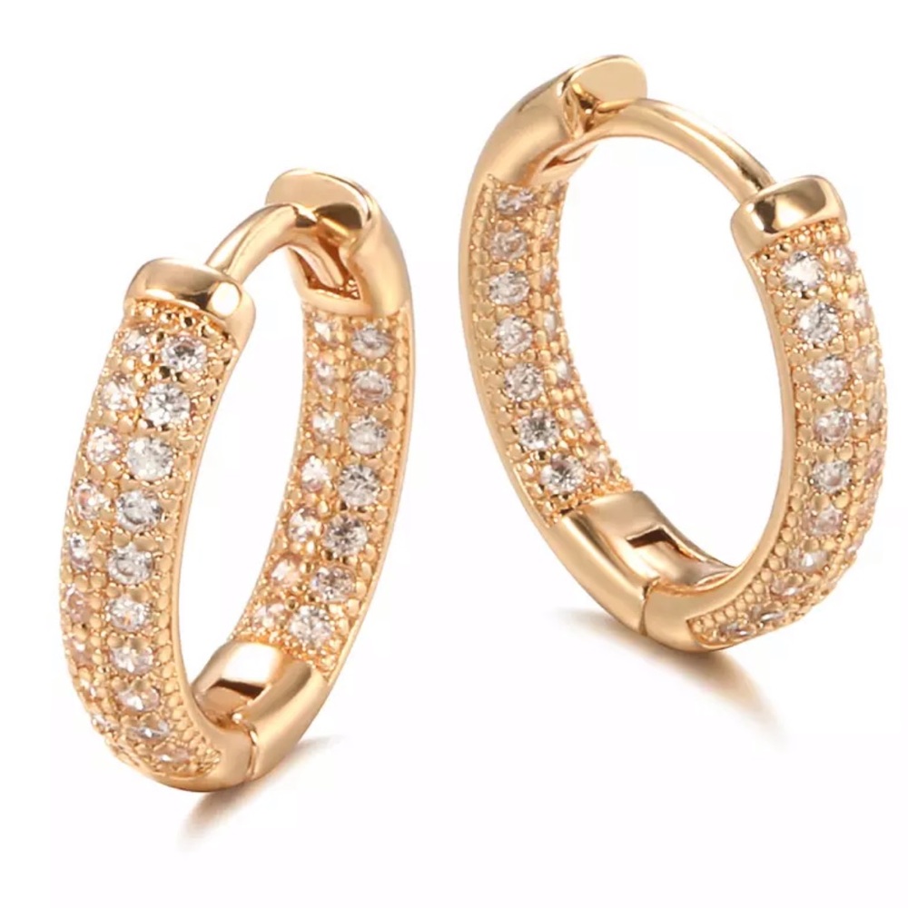 NEW 18K ROSE GOLD HOOP EARRINGS - Picture 1 of 8